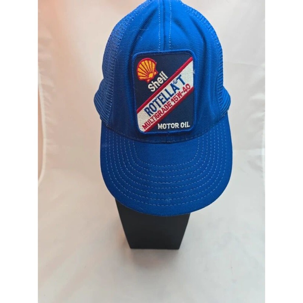 Vintage Shell Rotella T Motor Oil Blue Trucker Hat USA Snapback